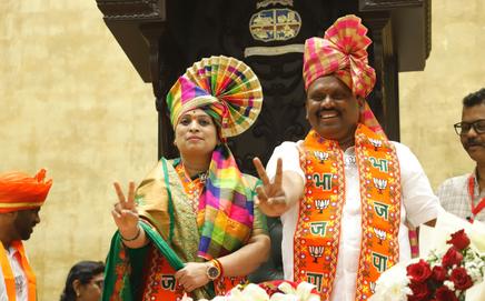 Sujata Patil was elected as the mayor of the NMMC and Dashrath Bhagat was elected deputy mayor. Pic/X